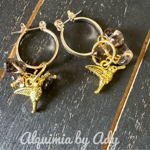 Charms gold Smokey Quartz earrings